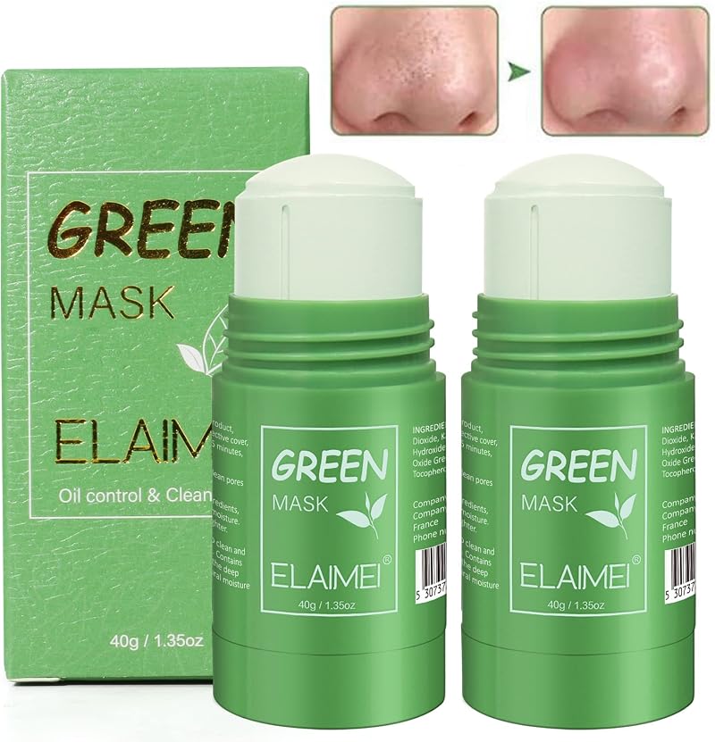 ZODENIS 2PCS Green Tea Mask Stick Face Cleansing Purifying Blackhead Acne