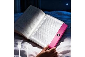 Smart LED Reading Light, Rechargeable Flat Clear Panel Book Light with 3 Color Modes & Timer, Dimmable Full Page Light for Be