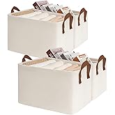 CHICVITA Closet Storage Bins Storage Baskets for Shelves, Baskets for Organizing, Closet Organizers and Storage, Cube Storage Bins, 16 ¾" L x 11" W x 9 ¾" H, Beige, 4-Pack