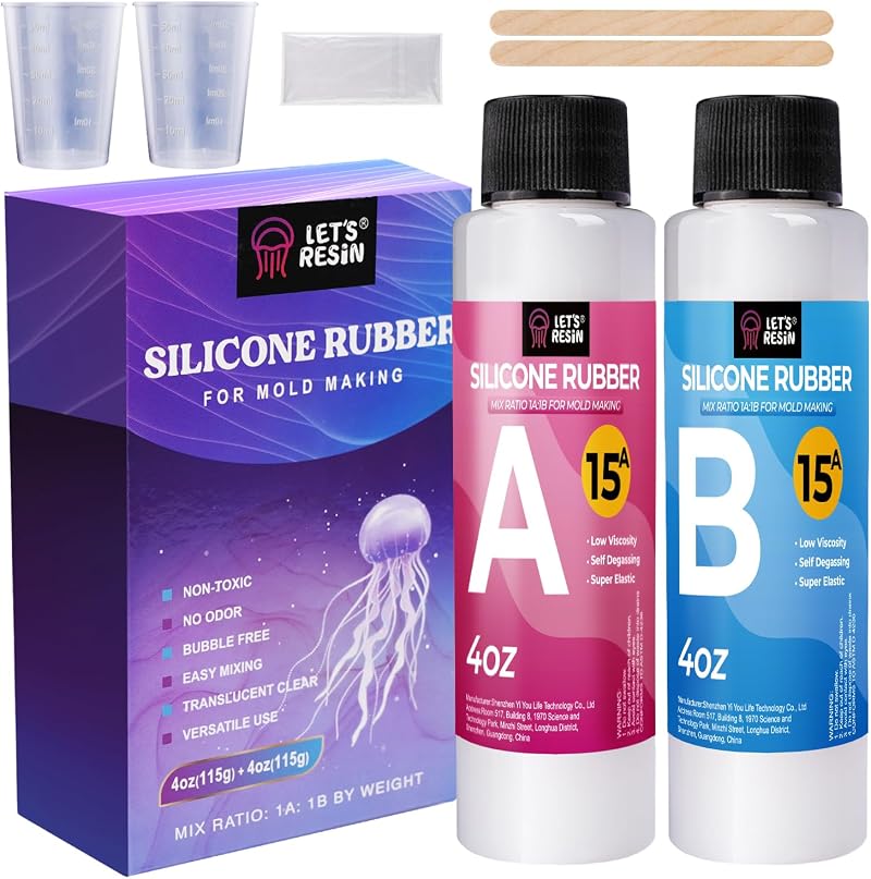 LET'S RESIN 230g Translucent Silicone Rubber Mold Making Kit 1:1 Fast 4H