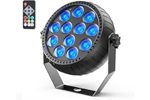 SPARKLINGTRACK Rechargeable Stage Lights, 2200mAh Battery Powered LED Par Lights with Remote & Sound Activated, 12 RGB Portable Uplights for Events Wedding Party Club Concert Indoor 1Pack