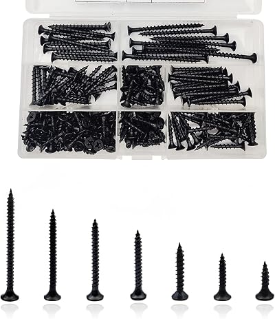 ZHENGYYUU M4 Self-Tapping Screws Wood Assortment 185 Pcs Black Cross Pan Head