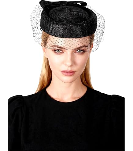 Black Wool Felt Formal Church Fascinator Small Beret Pillbox  display picture 2