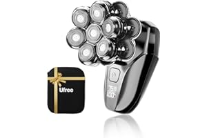 Ufree 7D Rotating Head Shaver for Bald Men, Magnetic Detachable Blades, IPX7 Waterproof Electric Razor, Head Face Beard Trimmer Grooming Kit with USB Fast Charge, Smart LED Display, Mens Gifts