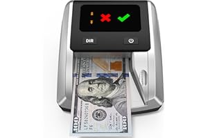 PONNOR AL-135 Counterfeit Bill Detector Money Checker Machine Automatic 4-Way Orientation & Pass/Fail Indicator Portable Fake Currency Reader with UV, Magnetic, Infrared