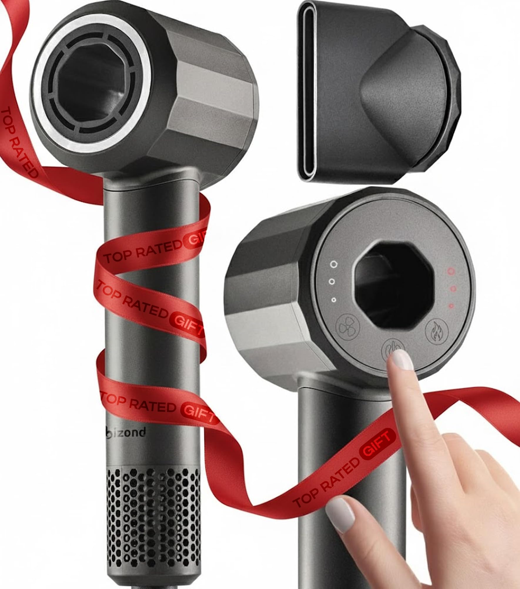 Photo 1 of BIZOND Ionic Hair Dryer for Women and Men, Professional Premium Quality High-Speed Motor 110,000 RPM, 1600W Power, 200M Negative Ions, 9ft Long Cord, Lightweight Blow Dryer, Fast & Ultra Quiet (Gray)