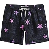Turnshine Mens Swim Trunks 7" Quick Dry Bathing Suits with Mesh Lining Printed Shorts Swimwear