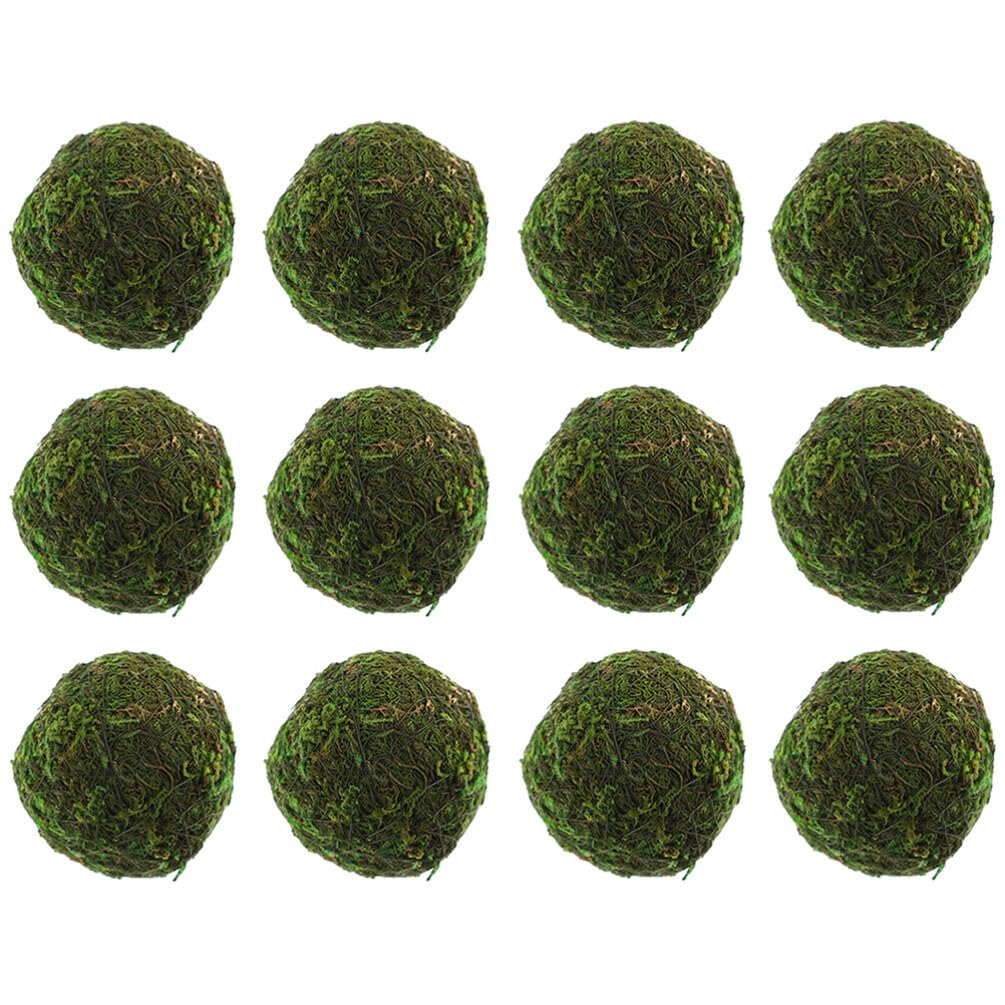 HOMSFOU 12pcs Decor Flower Pot Green Moss Balls Supermarket Moss Balls Garden Adornments Imitation s Aquarium s Bonsai Grass s Set Wedding Foam