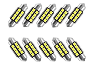 WLJH Super Bright 2835 Chipset Canbus Error Free 31mm LED Festoon Bulbs for Car Interior License Plate Dome Courtesy Lights 3021 3022 3175 6000K White,Pack of 10