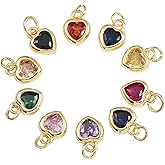 KitBeads 20pcs Random Cubic Zirconia Heart Charms 18k Real Gold Plated Clear Faceted Love Heartt Charm for Jewelry Making Bracelets Necklace Bulk