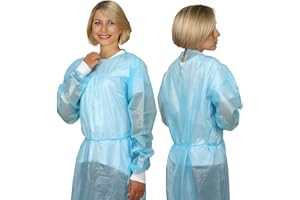 10 Pcs Disposable PPE Isolation Medical Gowns by Vastmed | Level 2 Polypropylene Lab Gowns | Full Back Coverage Double Tie Closure Knit Cuffs SMS 40 GSM Material Universal Size