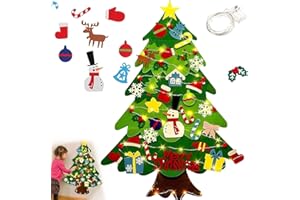 KJSDSSS Montessori Felt Christmas Tree for Toddlers,Montessori Christmas Tree,Montessori Christmas Tree Felt with Lights,Toddler Felt Christmas Tree,Felt Christmas Tree Ornaments