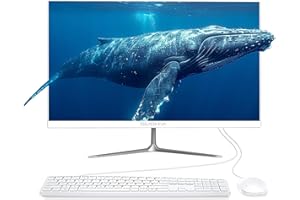 SIUGHVA All-in-One Desktop Computer, FHD IPS 27" N5095 Quad-Core, 16GB RAM, 512GB SSD, Wired Keyboard & Mouse, RGB Speaker, White (N5095/16G/512G)