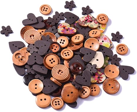 Amazon Co Jp Qin 木のボタンセット ウッドボタン 福袋 カラフル アンティーク調 手芸 手作り ボタン 2つ穴 100枚セット 手芸に最適 選べる3色 コーヒー ホーム キッチン