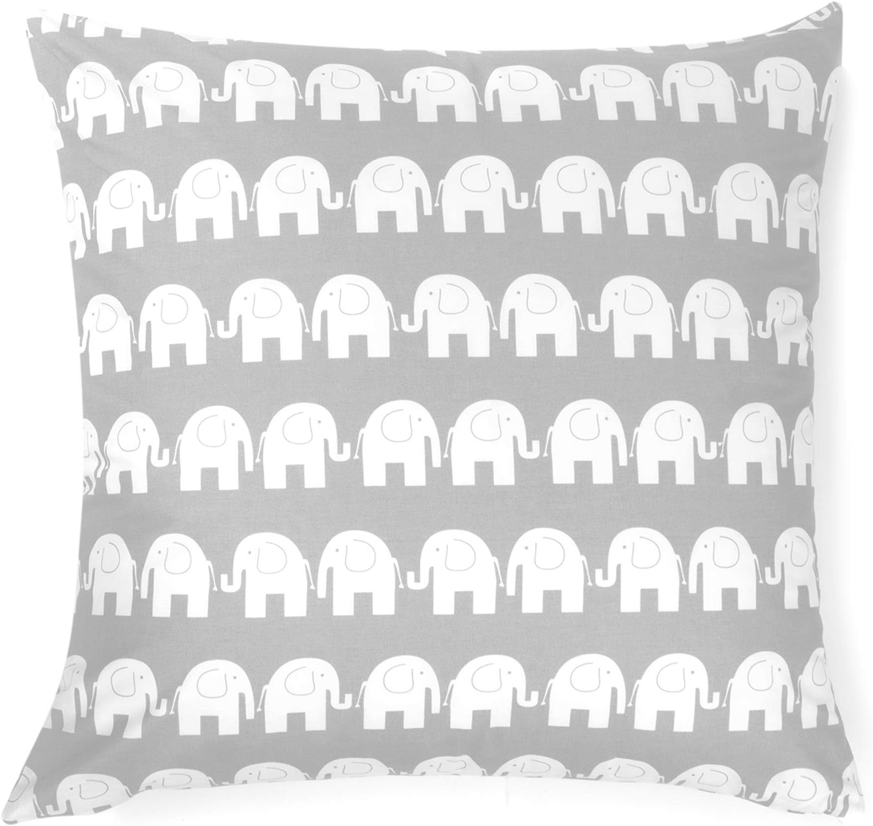 AmilianHandcrafted Decorative Art-Deco Elephant Print Grey/White 100% Cotton Premium Quality Durable Throw Cushion Cover Pillowcase Only 80 cm x 80 cm