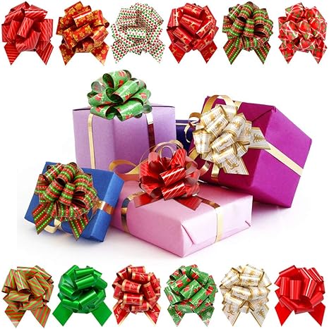 Fiocchi Per Regali Di Natale.Ludilo 12 Fiocchi Da Tirare Da 12 7 Cm Per Regali Natalizi Fiocchi Decorativi Per Regali Natalizi Decorazioni Per Regali Di Natale Decorazioni Per Feste 12 Design Multicolore Amazon It Salute E Cura Della Persona