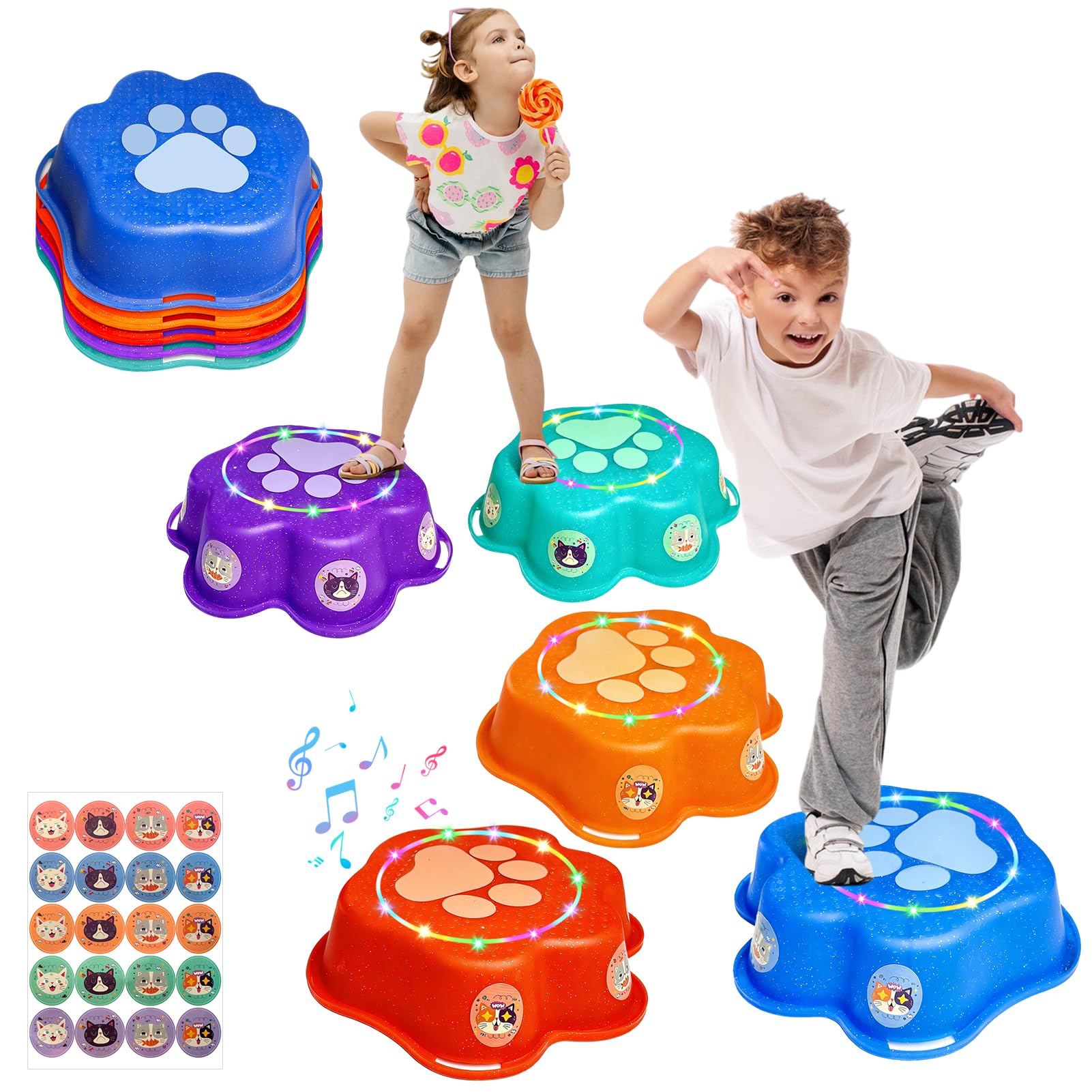 Stepping Stones Kids with Light & Music, Toddler Balance Sensory Boys Girls Toys for 3-6 Year Old, Birthday Early Christmas Xmas Gifts for Kids 3 4 5 6 Years