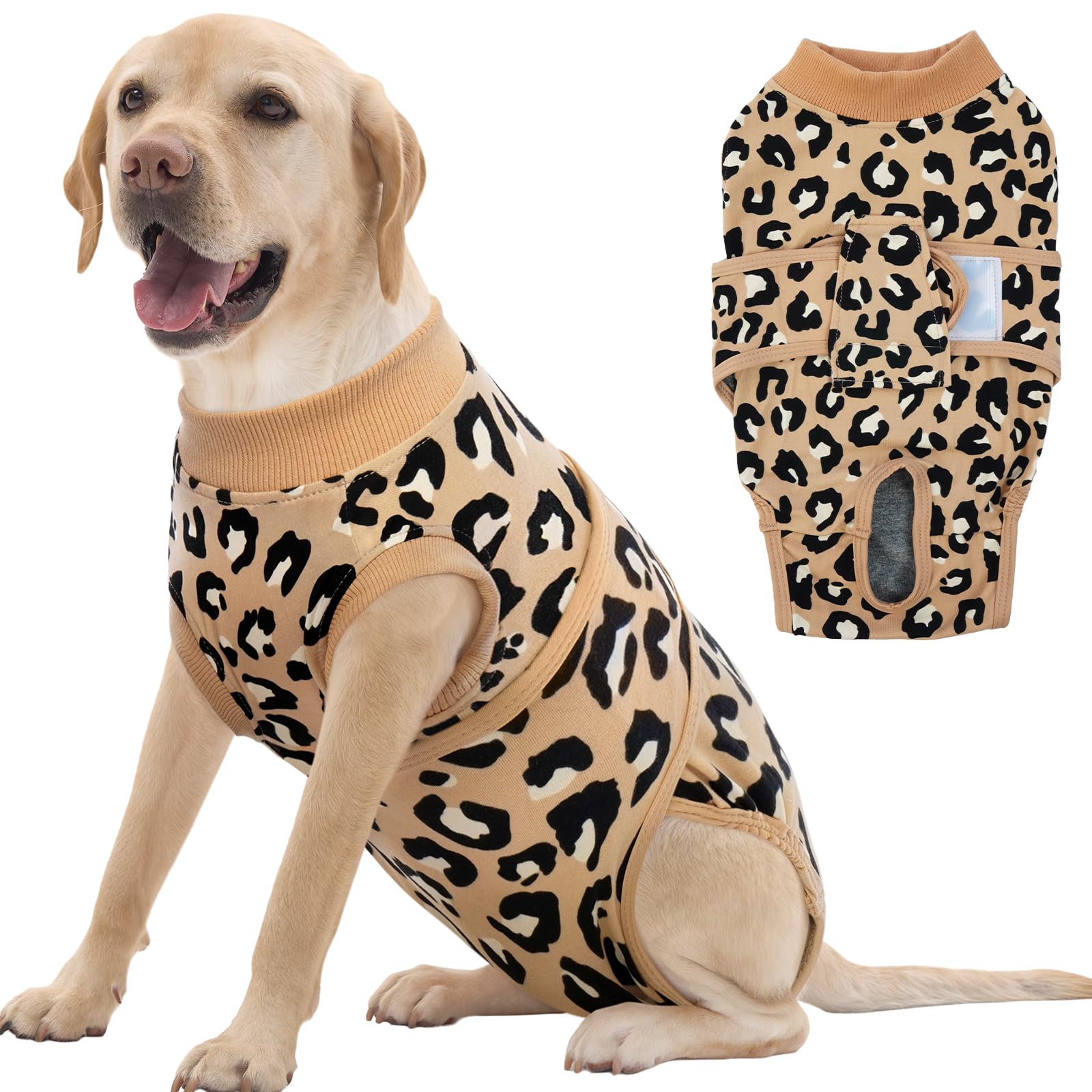 Photo 1 of FUAMEY Recovery Suit for Dogs After Surgery,Soft Breathable Dog Bodysuit E-Collar & Cone Alternative Surgical Suit,Male Female Dog Neuter Spay Suits Anti Licking Wounds Onesie Brown Leopard XXL