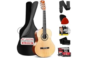 Pyle Beginner Acoustic Guitar Kit, 1/4 Junior Size All Wood Instrument for Kids, Adults, 30" Natural Ash