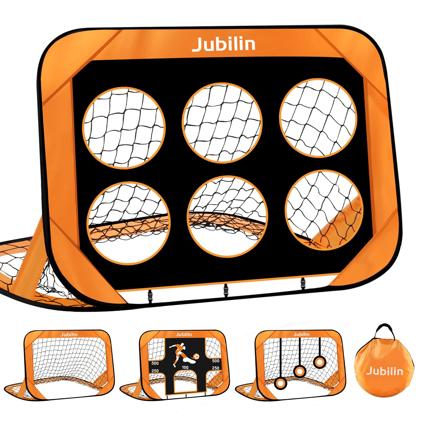 Jubilin Zdzqk-1 Football Goal, Orange, 4 Modes Pop Up Soccer Goal for Kids, Foldable Training Equipment, Football Gifts for Boys Girls