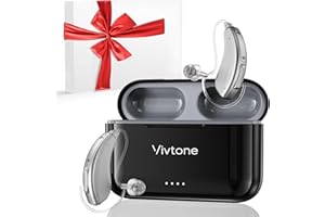 Vivtone Rechargeable Hearing Aids for Seniors Adults, Advanced Multi Channel Digital BTE (Behind-The-Ear) Hearing Device with Recycle Charging Case, Auto-On/Off, Pair, Version 2 (Lucid508-silver)