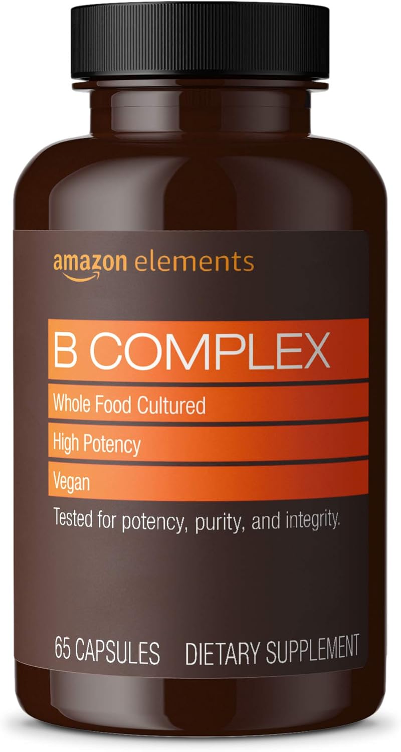  Elements B Complex, High Potency, 83% Whole Food Cultured, Supports Immune and Normal Energy Metabolism, Vegan, 65 Capsules, 2 month supply (Packaging may vary): Health & Personal Care