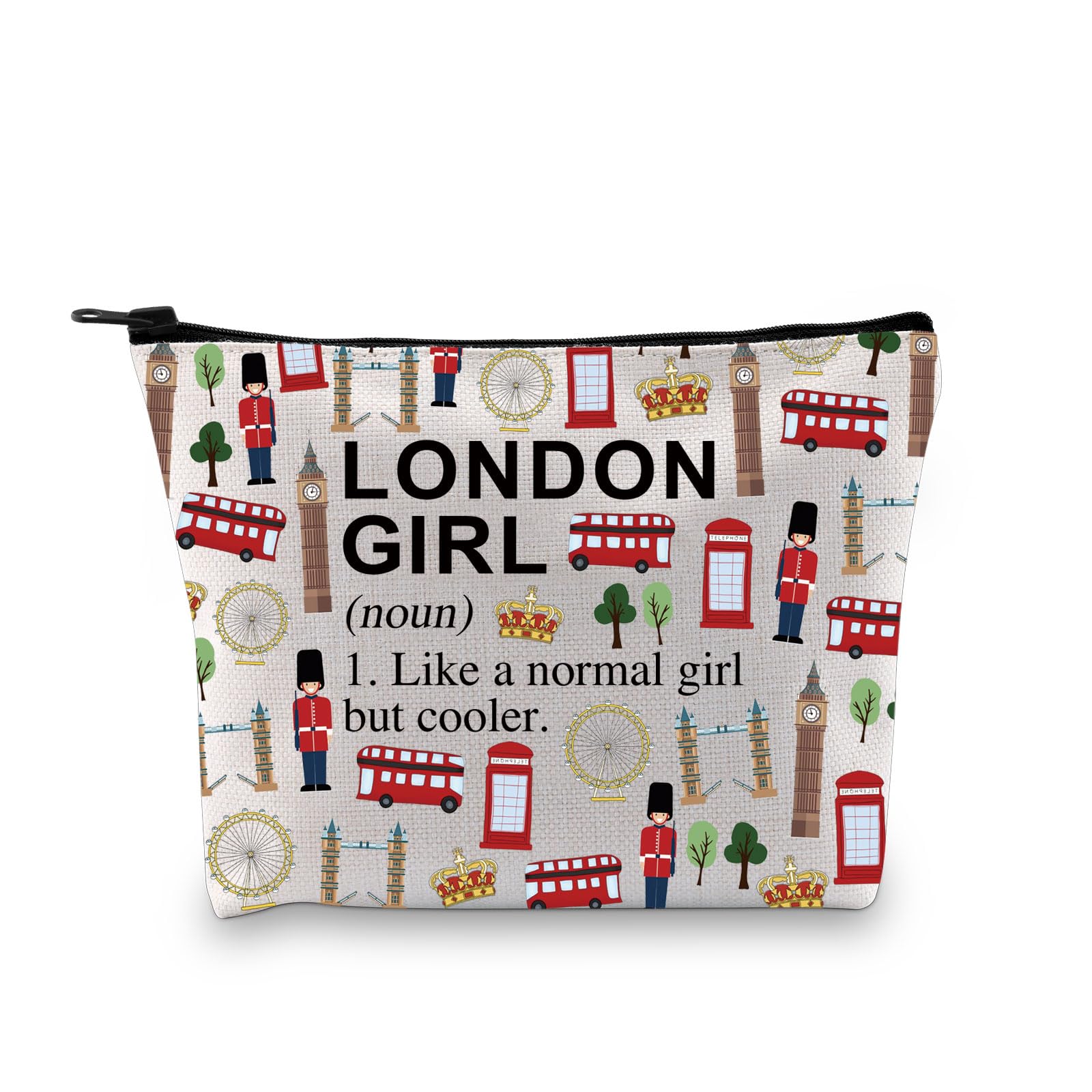 London Gifts for Girl London Makeup Bag London Travel Bag London Trip Vacation Gift London England Souvenirs Gift London Zipper Pouch (London Girl (Noun) UK)