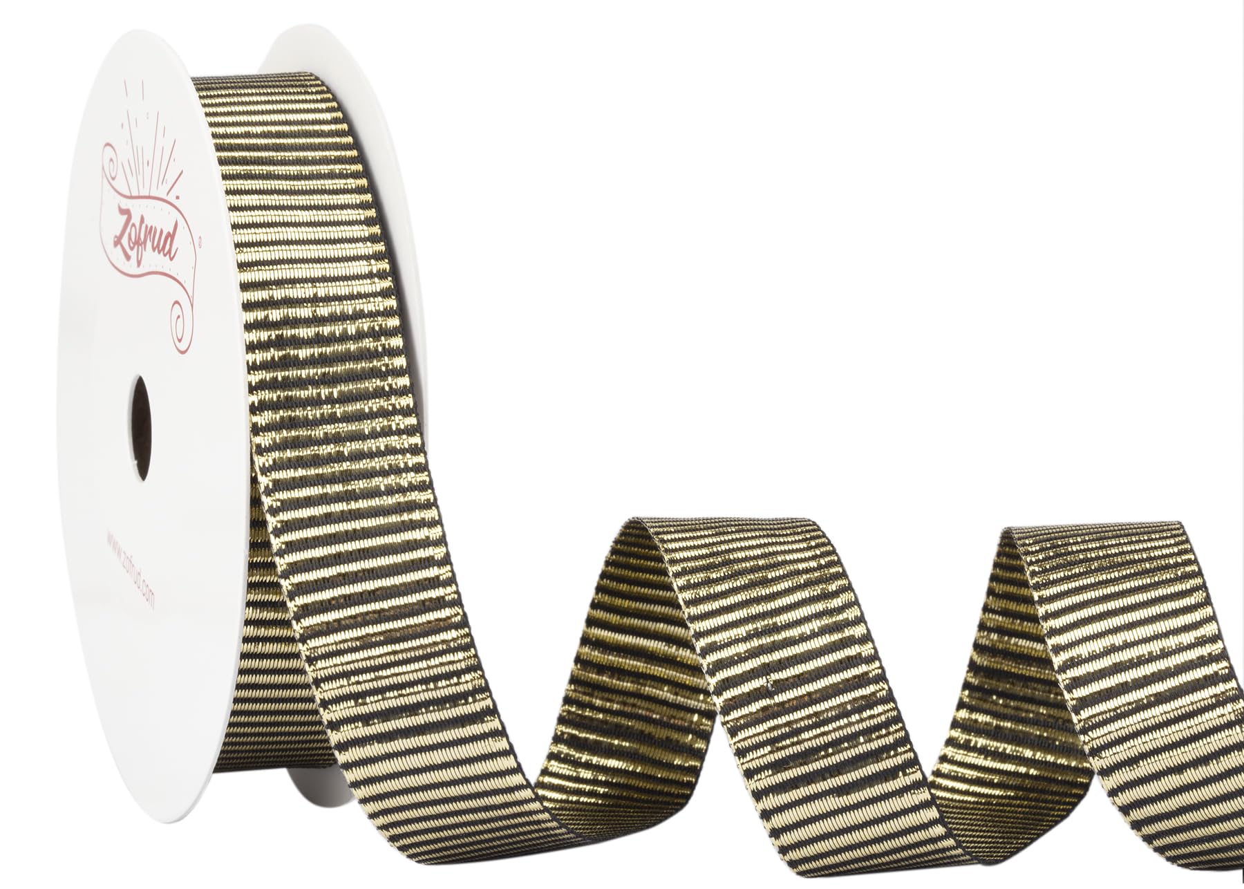 Zofrud Gold Ribbon Gold Glitter Ribbon 16mm x 9 Meters - Ideal for Gift Wrapping, Weddings, Chiristmas Decoration, Bow, and Crafts