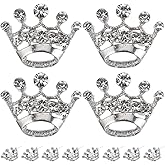 Healvian Fashion Diamante Crown Brooch Pin Elegant Tiara Corsage for Women Wedding Party Pageant Accessory 1.10X0.78X0.39In