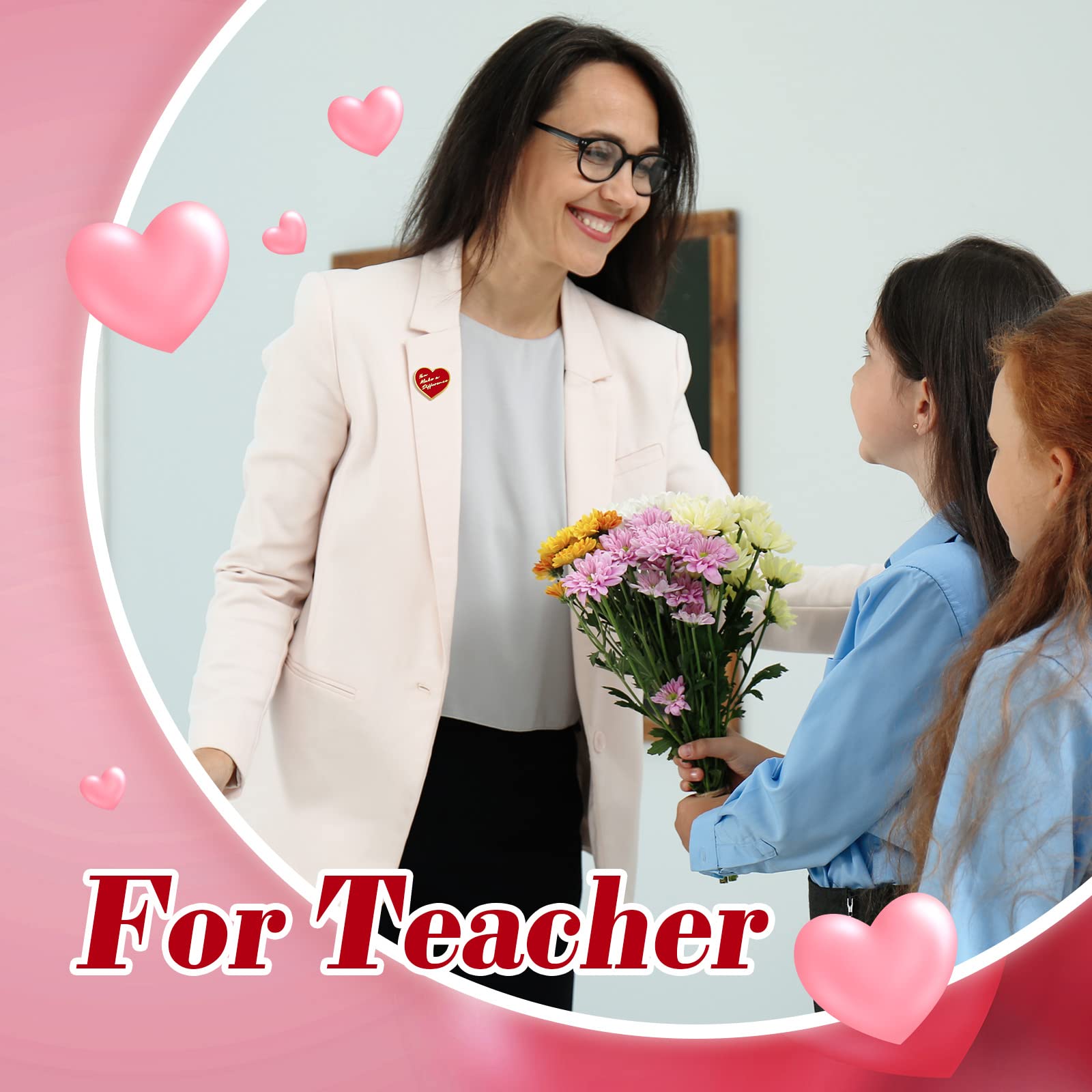 Taiyin Taiyin 24 Pcs Employee Appreciation Gifts Bulk for Coworkers You Make a Difference Button Pins Heavy Duty Heart Shape Motivational Lapel Pins Gift for Volunteer Nurse Teacher Bulk Encouraging Pin