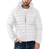 Polu Men's Puffer Jacket with Hood Warm Lightweight Hooded Winter Coat Puffer Jacket for Men Work Outdoor Hiking
