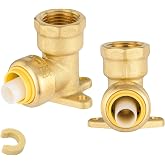 2Pack Seelink 1/2" Push Fit x 1/2" FNPT Female Drop Ear Elbow(PF066-2) | Brass Push to Connect Fitting for Pex, Copper, CPVC Pipe/Tubing, With Disconnect Clip