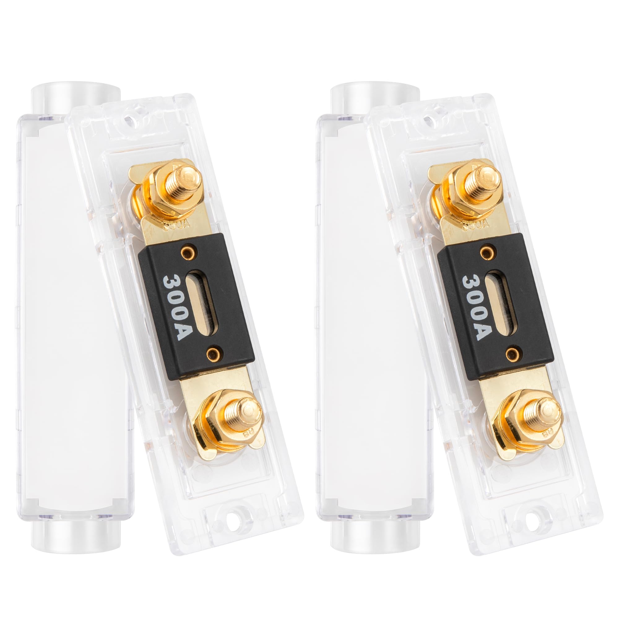 RED WOLF Car Radio Audio ANL Fuse Block Holder with 300 Amp 12 V Fusible Distribution Block 0/2/4 Gauge In Out for Trolling Motor ATV Trailer Inverters and Video System 2 PCS, Gold Plated
