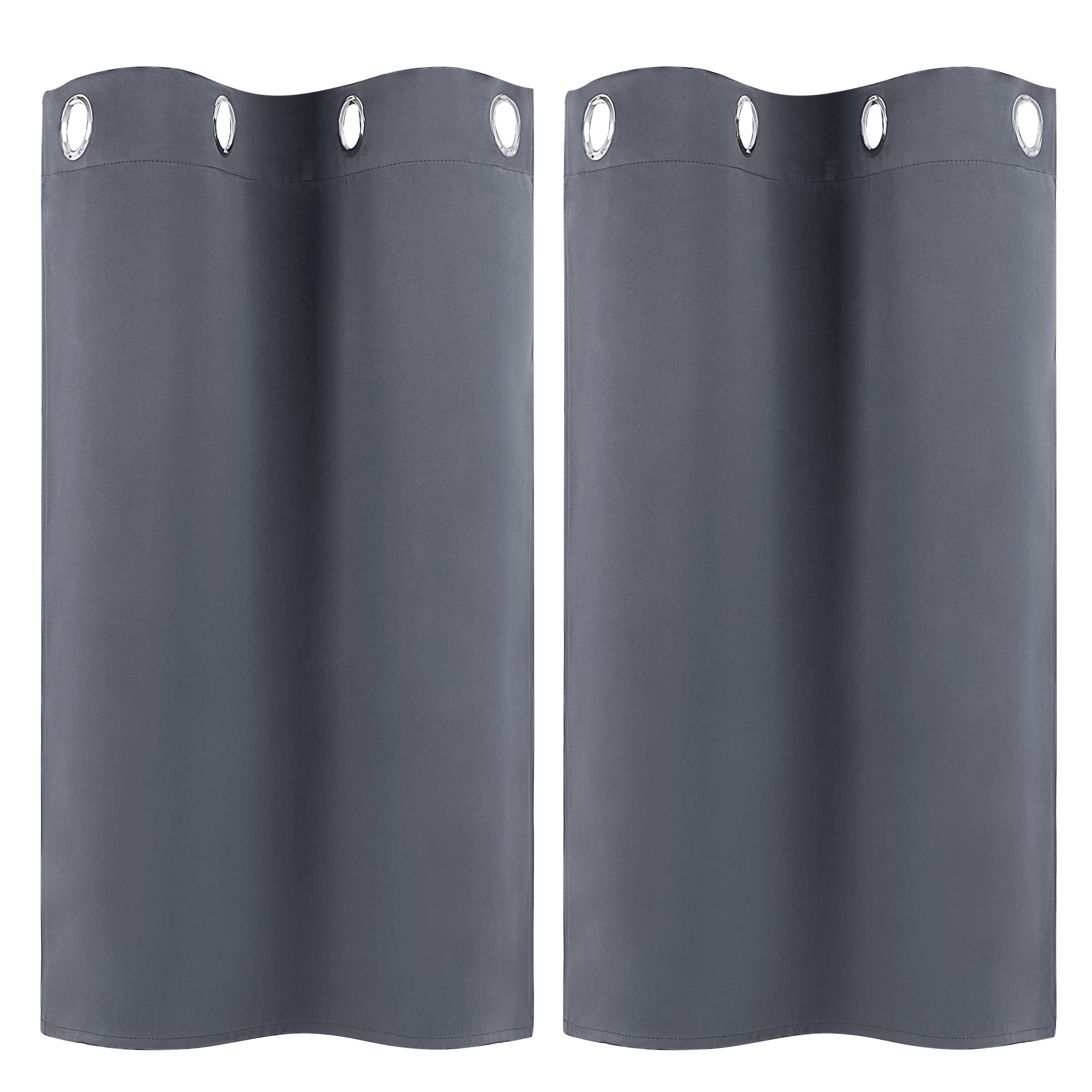 PiccoCasa Blackout Curtains 2 Panels Grommet, Gray Thermal Insulated Curtains Panel Darkening Small Window Curtains for Bedroom Living Room 29 x 36 Inch (Width x Length), 36inch Drop