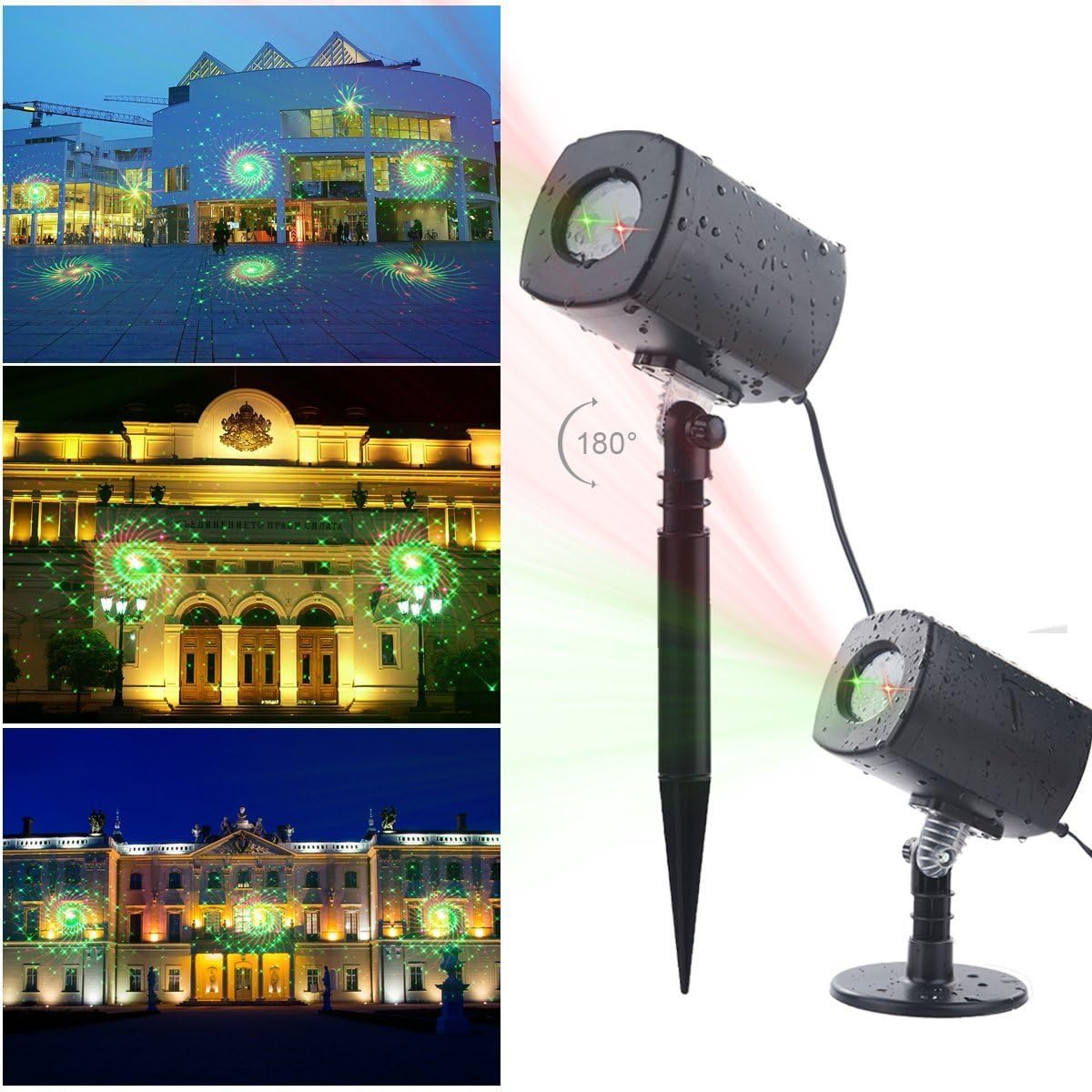 Schneeflocken Projektor 3-Kopf - LED Weihnachtsbeleuchtung Für Garten & Haus Mit Timer