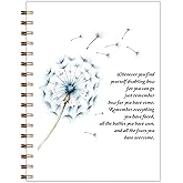 Qnhij Blue Dandelion Spiral Notebook 5.5x8.3, Inspirational Quote Notebook, Motivational Journals for Women, Whenever You Find Yourself Doubting How Far You Can Go Positive Journal