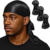 Premium Durag Pack for Men, Silky Doo Rag Cap for 360 540 720 Waves