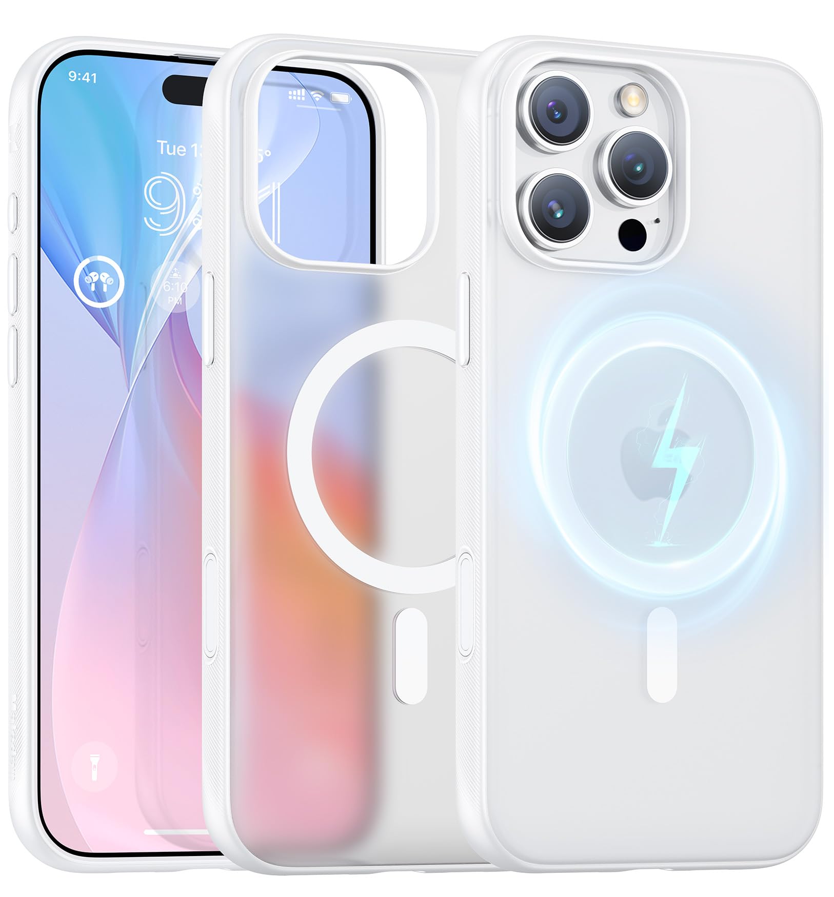Maledan for iPhone 16 Pro Max Case with Camera Control [Compatible with MagSafe], Anti-Slip Slim Magnetic 16 Pro Max Case Military Protection Shockproof Apple 16 Pro Max Phone Cover, StainGuard White