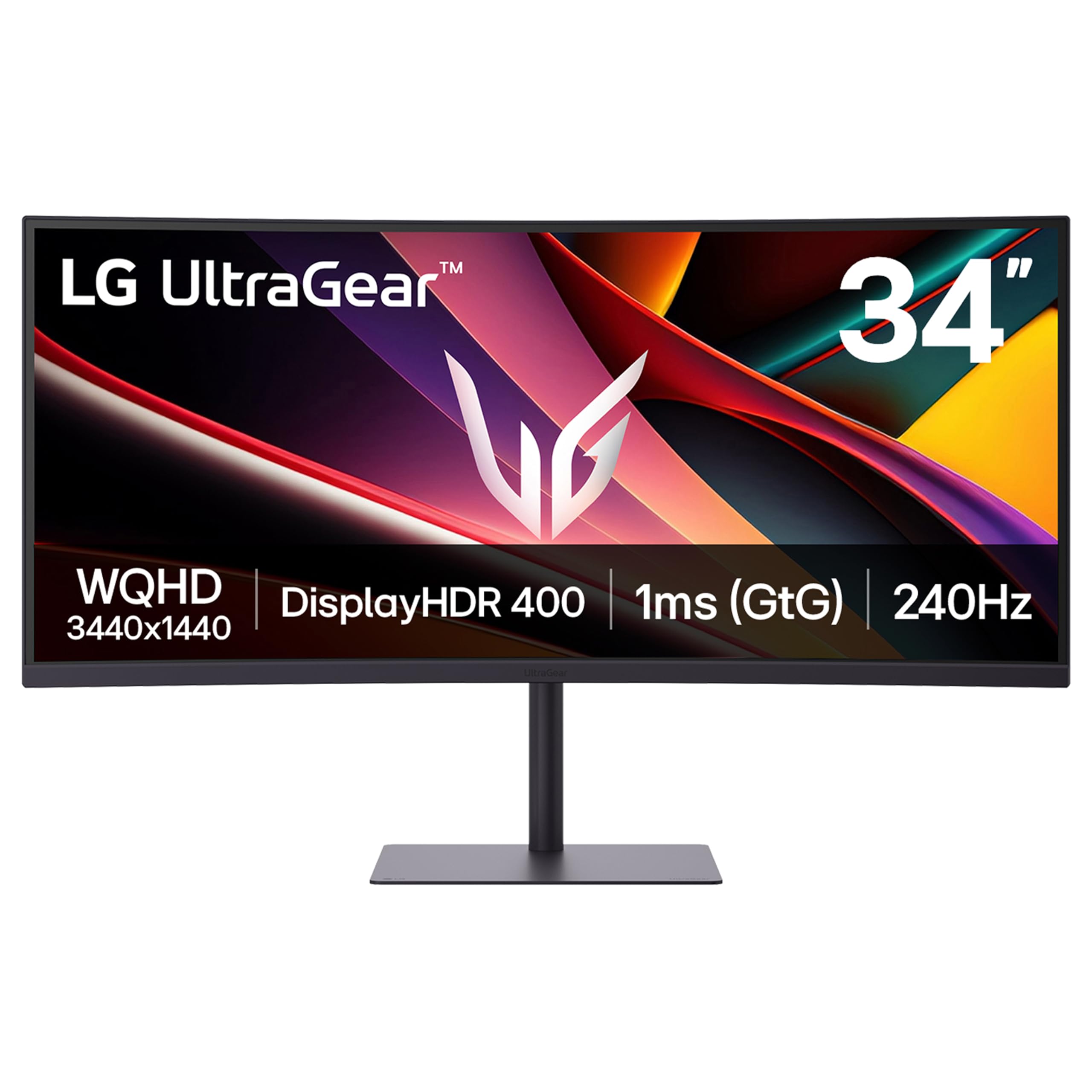 LG 34G630A-B 34-Inch Ultragear WQHD (3440 x 1440) Curved Gaming Monitor, 240Hz, 1ms, FreeSync Premium, DisplayHDR 400, Built-in Speaker, HDMI, DisplayPort, USB Type-C, Tilt/Height/Swivel Stand, Black