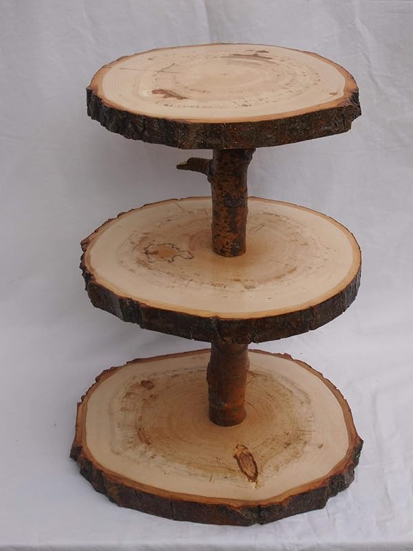 3 tier wood slice display stand, cupcake stand, dessert
