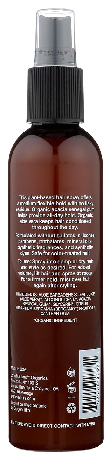 JOHN MASTERS Organic Hair Spray with Acacia Gum and Aloe, 8 FZ : Beauty