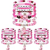 Landical 24pcs Western Cowgirl Beaded Stretch Bracelets Bulk Girls Friendship Heishi Bracelets Bohemian Retro Party Favors