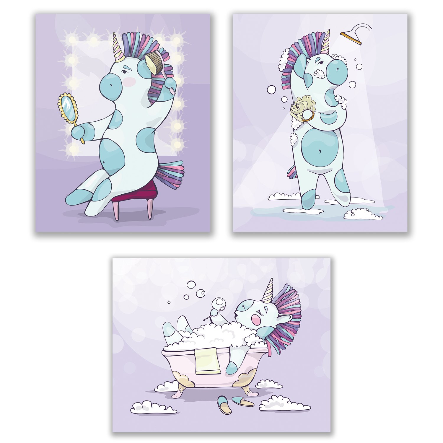 Amazon.com: Unicorn Bathroom Wall Decor - Set of 3 (8 inches x 10