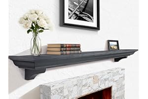 LXWZHK 72 Inch Fireplace Mantel Shelf with Corbels, Rustic Floating Shelf for Wall, Wooden Fireplace Mantle for TV Mounting & Living Room, Black