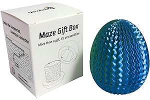 WTOHOBBY Mystery Egg Maze Puzzle Box - Reusable 3D Printed Brain Teaser with Hidden Compartment for Cash & Treasures, for Birthday, Christmas, Halloween and Easter for Kids & Adults (Blue-Green)