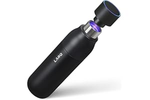 LARQ Bottle PureVis 25 oz - Self-Cleaning and Insulated Stainless Steel Water Bottle with UV Water Purifier and Award-winning Design | Reusable & Travel Friendly, Obsidian Black