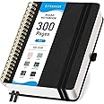 EMSHOI Spiral Notebook College Ruled, 300 Numbered Pages, A4 Large Hardcover Leather, 100 GSM Thick Lined Journal for Women Men Work Writing Journaling Note Taking, 8.27" x 11.2", Black
