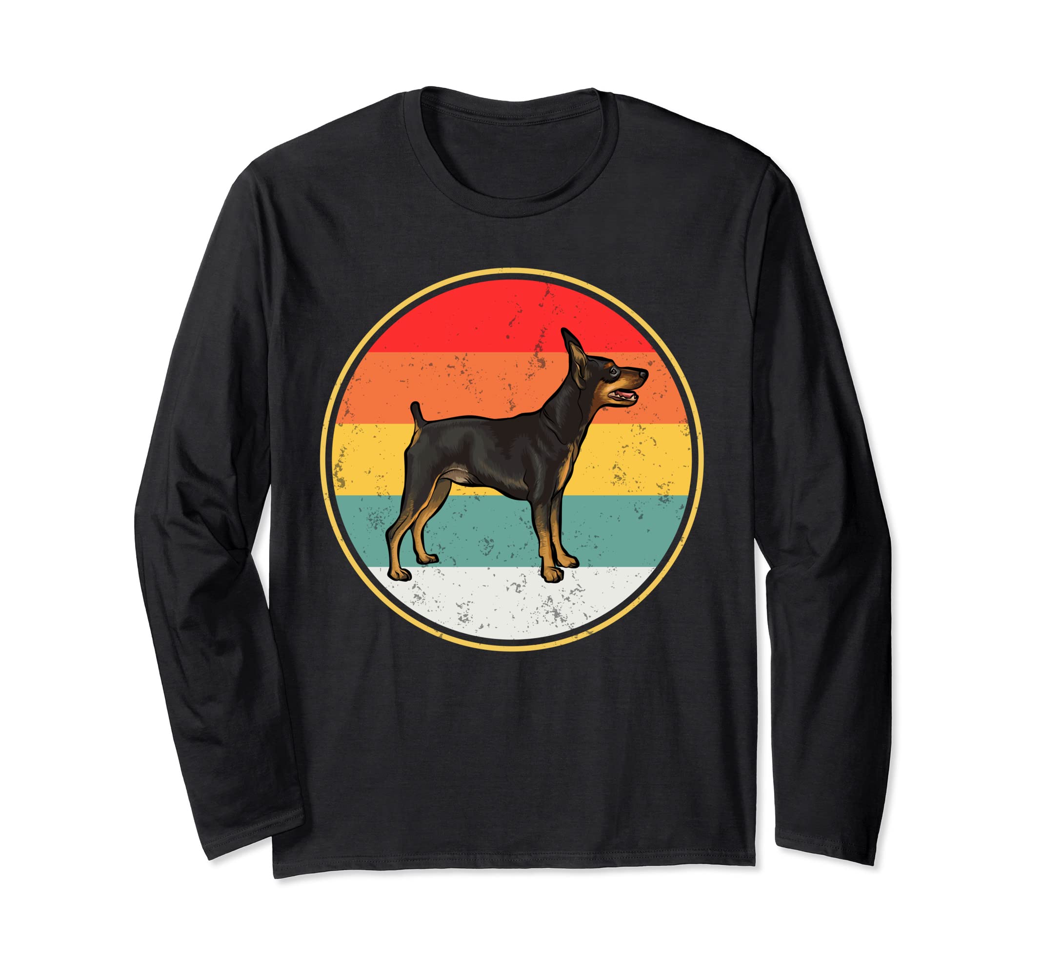 Vintage Retro Sunset Miniature Pinscher Dog Long Sleeve T-Shirt
