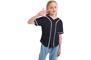 Mowbeat Boys Baseball Jersey Kids Short Sleeve Girls Hip Hop T Shirts Toddler Sport Button Down Jersey Shirt