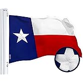 G128 Texas State Flag | 3x5 Ft | StormFlyer Series Embroidered 220GSM Spun Polyester | Embroidered Design, Indoor/Outdoor, Brass Grommets, Heavy Duty, All Weather